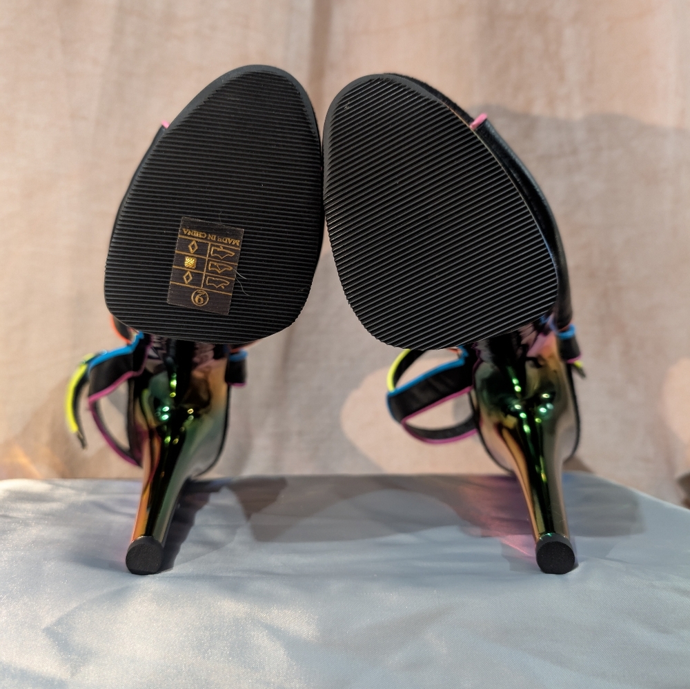 Pleasers Stilleto Psychedelic UV Rainbow Platform Heels Exotic Dancer Shoes 7" - Picture 6 of 9